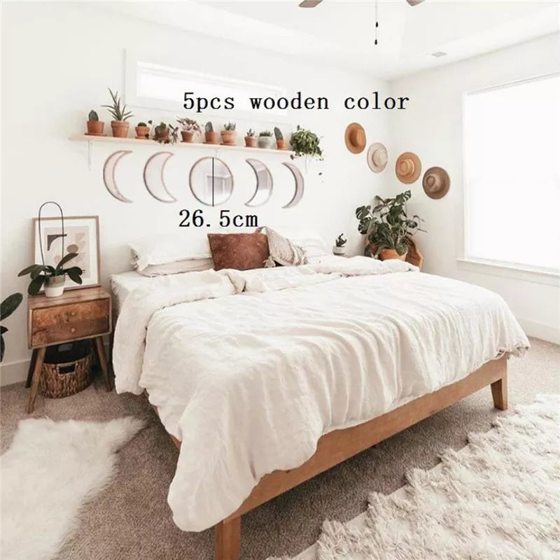 Wooden Moon Wall Mirror