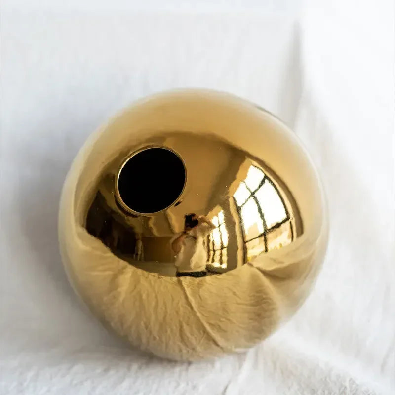 Golden Ceramic Ball Vase